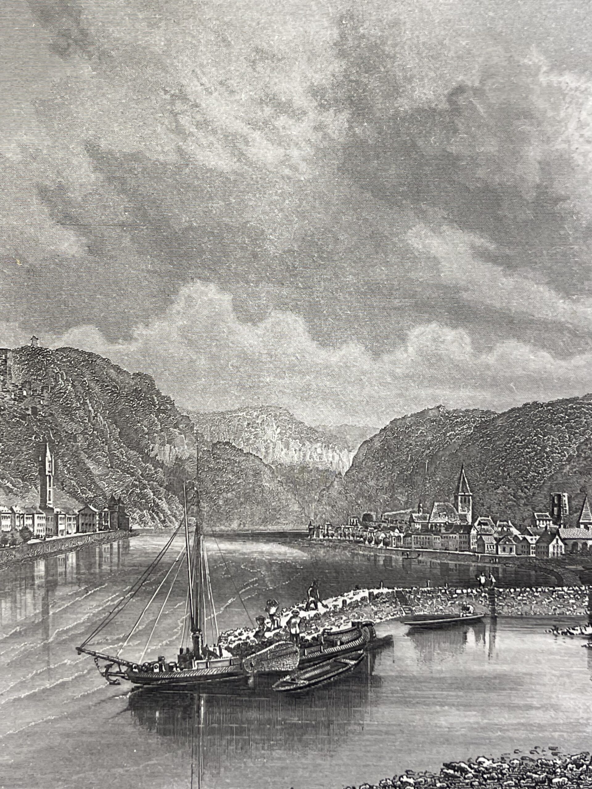 St. Goar on the Rhine with Rheinfels Castle c 1849 Deutschland Germany Rhin – Image 3