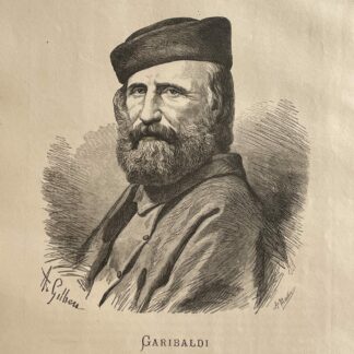Giuseppe Garibaldi Portrait c.1880 A. Gilbert Italian Hero Original Print Italia