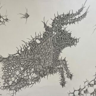 Original Zodiac Taurus Bull Ink Drawing Large Biomorphic Fantasy Artwork