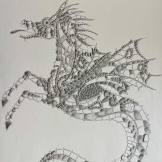Original Zodiac Capricorn Ink Drawing Large Biomorphic Fantasy Artwork