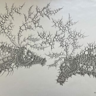 Original Aries Zodiac Ink Drawing Large Biomorphic Fantasy Art Signed