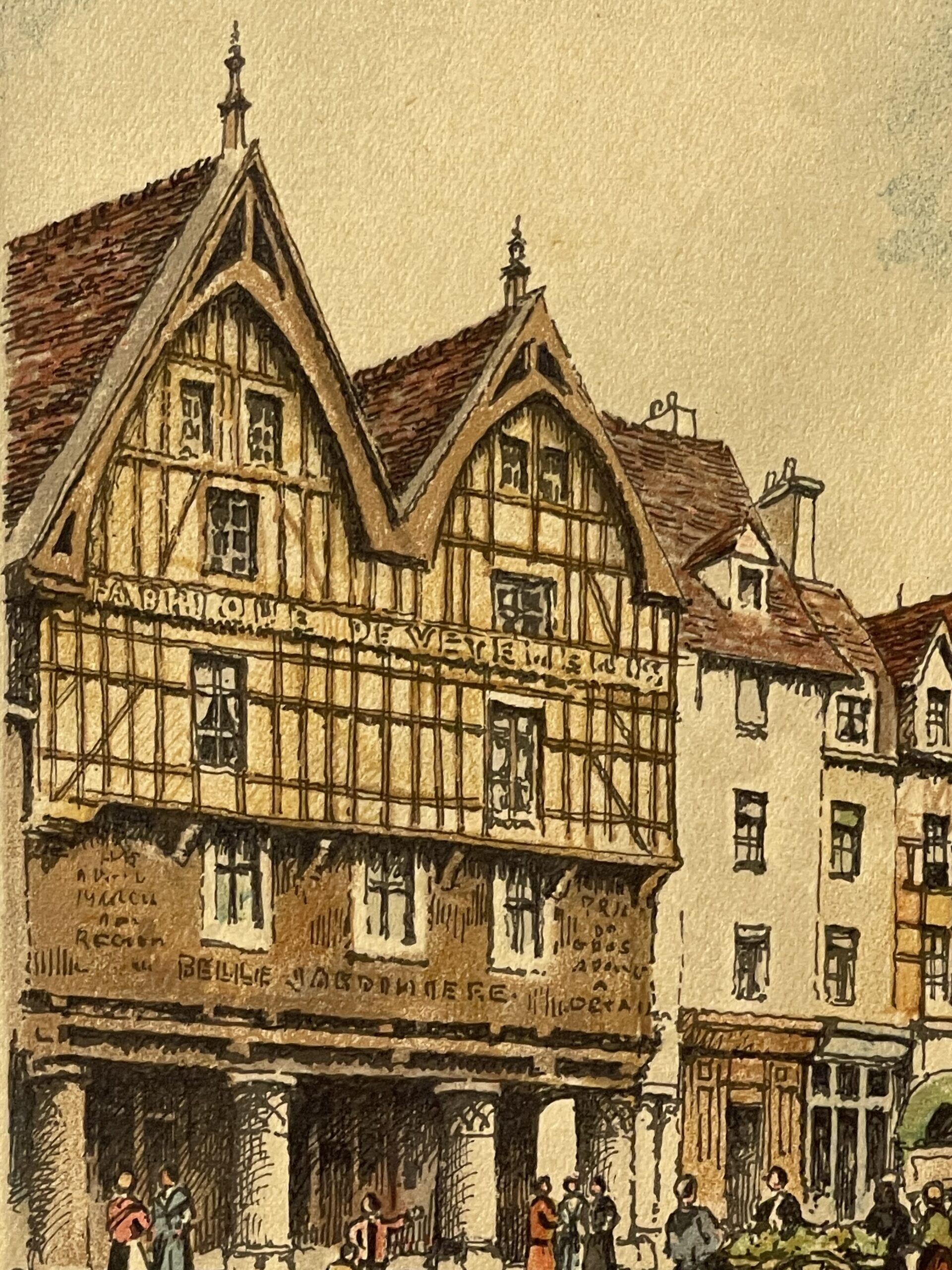 Beauvais Three Pillars House City Antique Engraving C 1900 Oise France – Image 4