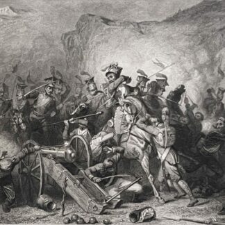 Polish Lancers Battle of Somosierra Spain 1808 Napoleon Antique Engraving