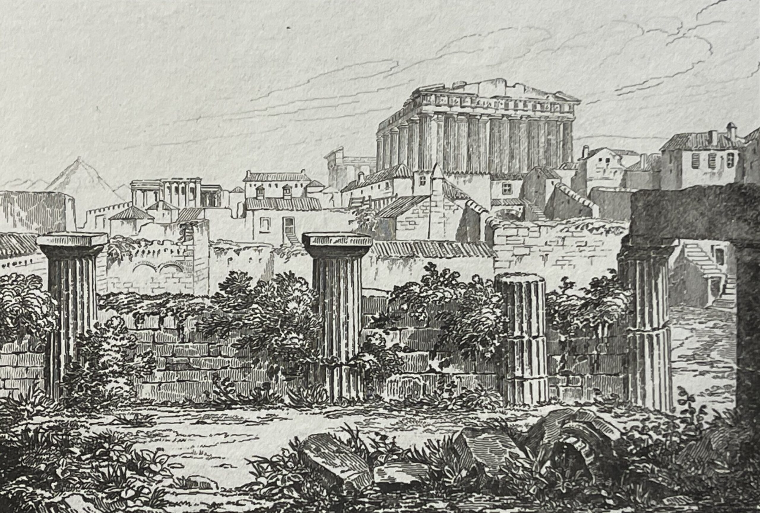 Athens Acropolis Propylaea Greece Antique Engraving 1835 Parthenon Grèce Athènes