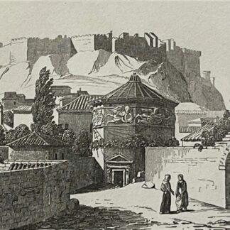Athens Tower of the Winds Acropolis Greece Antique Engraving c1835 Grèce Athènes
