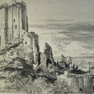 Ruins of Lavardin Castle France Original Lithograph Loir et Cher c1900 France