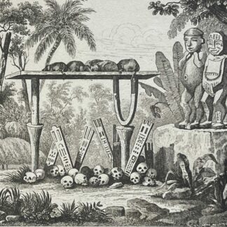 Tahiti Tiki Idols Sacred Altar Engraving 1836 Polynesia Polynésie France