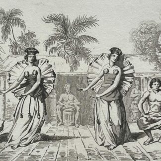 Tahiti Traditional Dance Antique Engraving 1836 Polynesia Oceania France