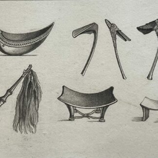 Tahiti Polynesian Artifacts Antique Engraving 1836 Ethnography France Polynesie