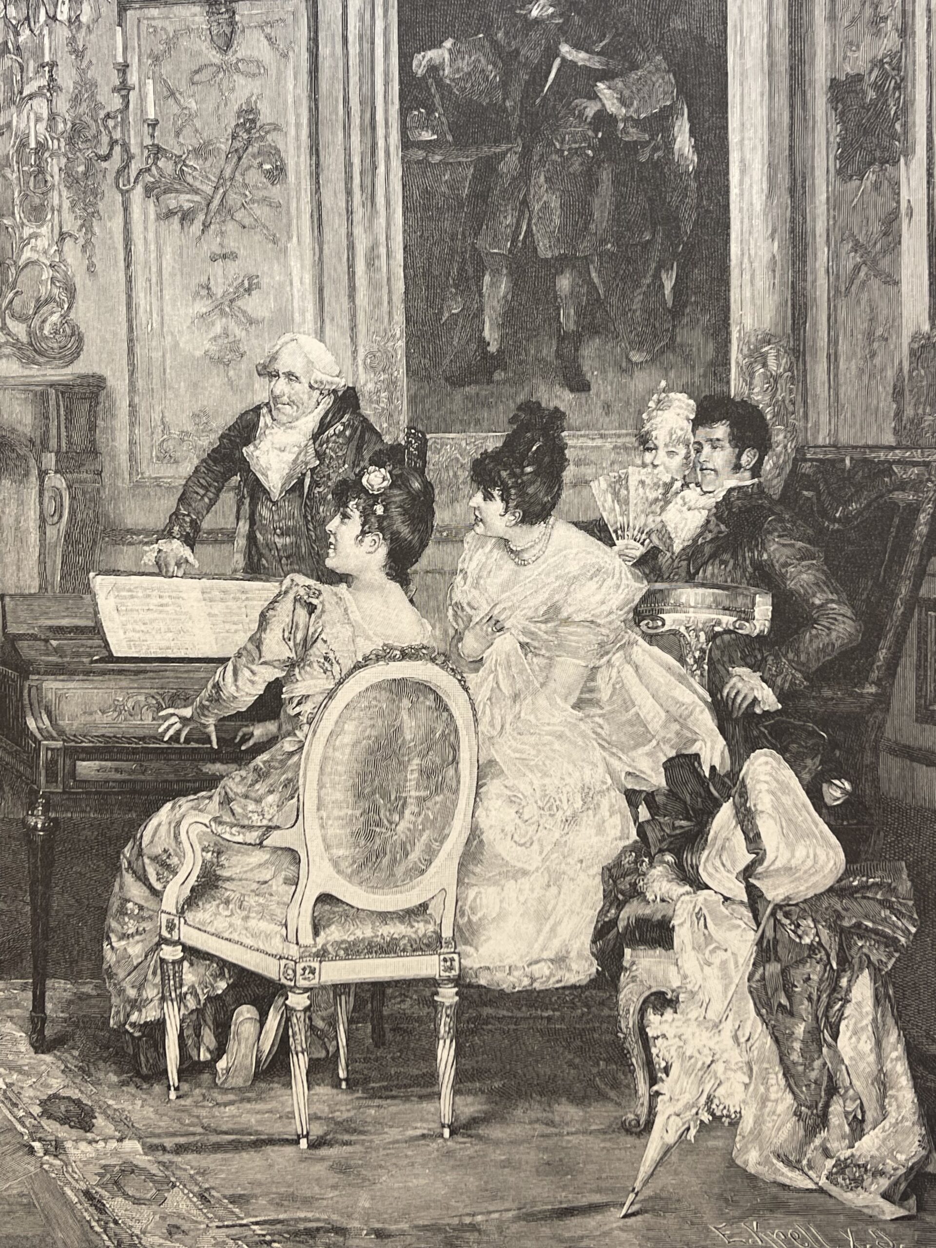 Le Menuet The Minuet after Schmutzler Antique Wood Engraving by Krell 1873 – Image 2