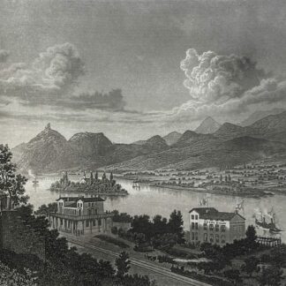 1885 Steel Engraving Drachenfels Nonnenwerth Rolandseck Rhine Germany Foltz