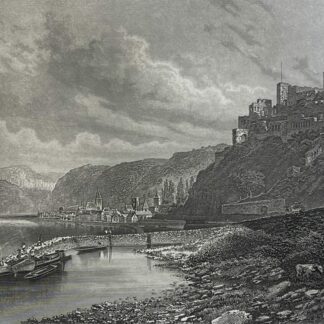 St. Goar on the Rhine with Rheinfels Castle c 1849 Deutschland Germany Rhin