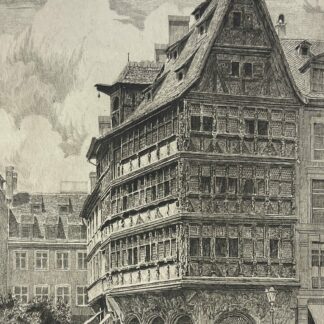 Strasbourg Kammerzell House Drypoint Etching c.1920 Alsace Architecture France