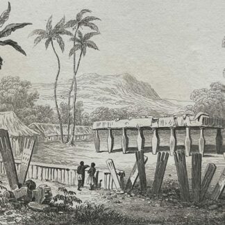 Tahiti Atahourou Marae Sacred Altar Engraving 1836 Polynesia France Polynésie
