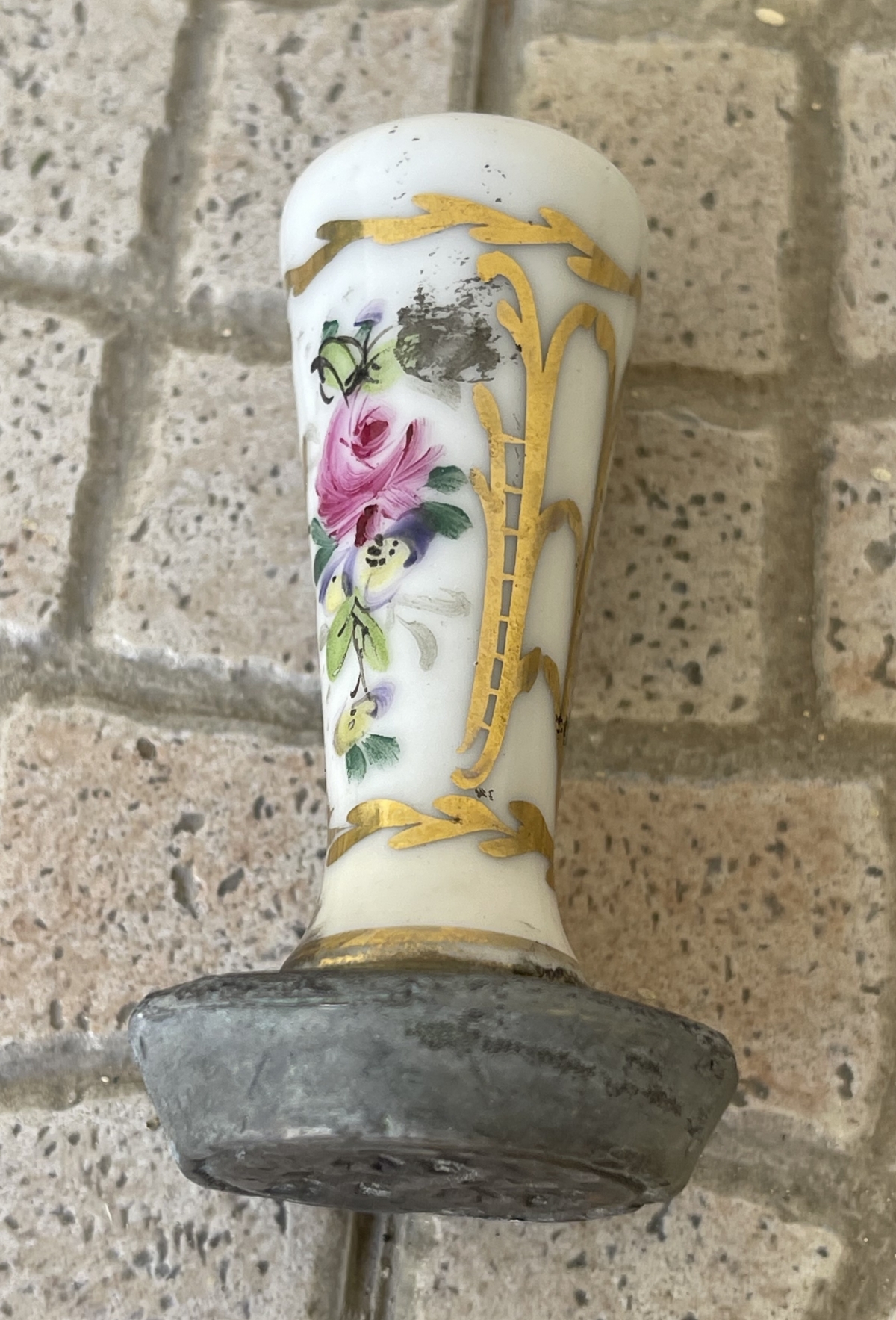 Antique French Royalist Wax Seal Stamp Porcelain Handle Bourbon Three Lys – Image 5