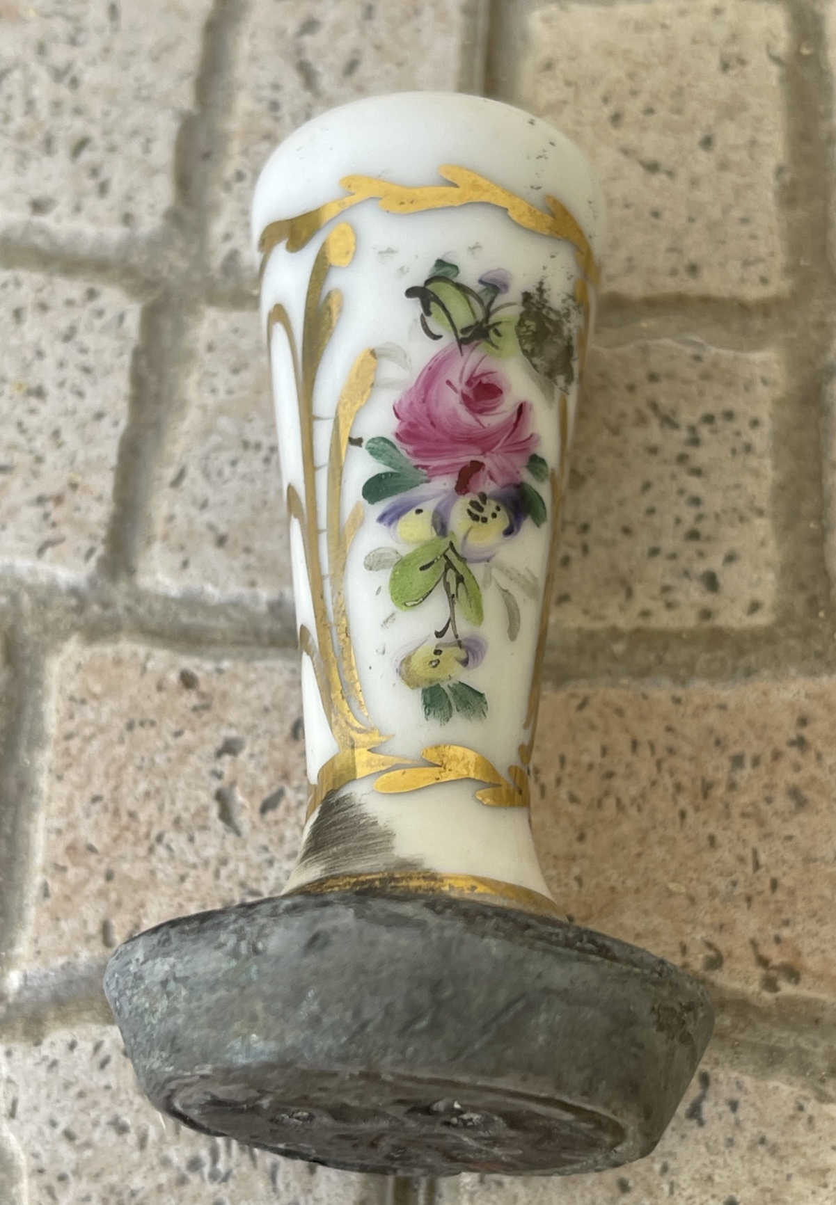 Antique French Royalist Wax Seal Stamp Porcelain Handle Bourbon Three Lys – Image 4