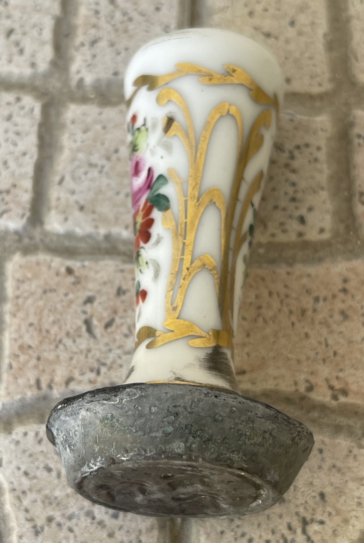 Antique French Royalist Wax Seal Stamp Porcelain Handle Bourbon Three Lys – Image 3