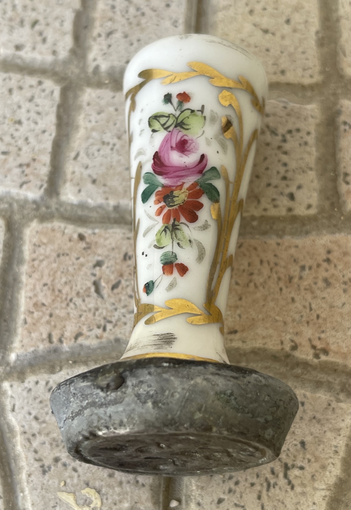Antique French Royalist Wax Seal Stamp Porcelain Handle Bourbon Three Lys – Image 2