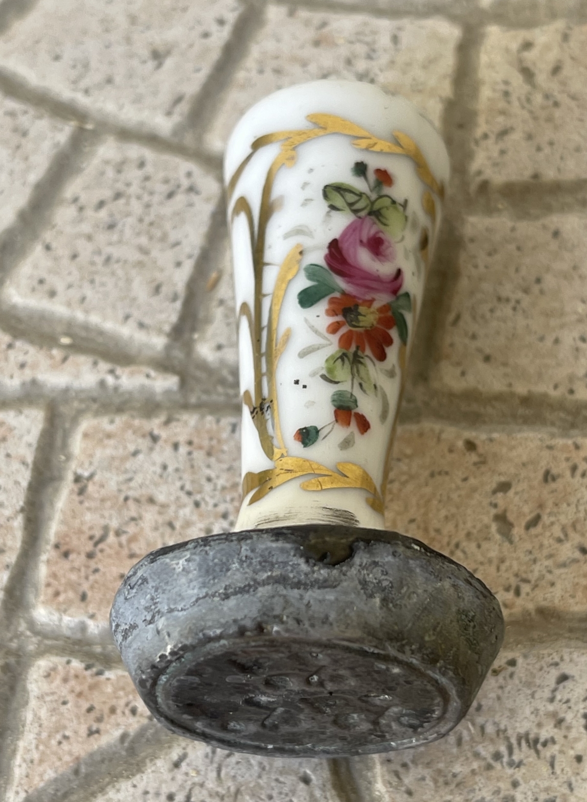 Antique French Royalist Wax Seal Stamp Porcelain Handle Bourbon Three Lys