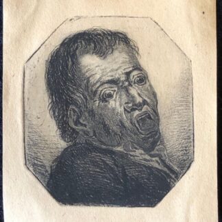 Heinrich Nether 1760-1819 Open Mouth Man c 1785 Original Etching Polska