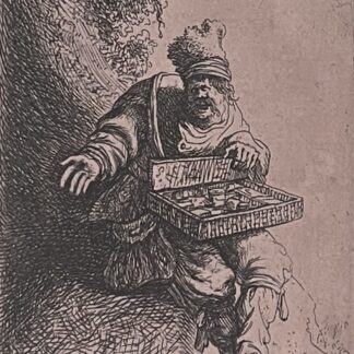 Jan Van Vliet 1632 Original Etching – The Peddler – Rembrandt School – Leiden