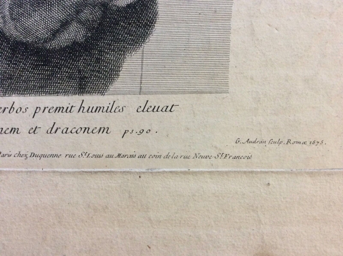 La Force After Domenichino by Gérard Audran 1675 Large Engraving – Image 4