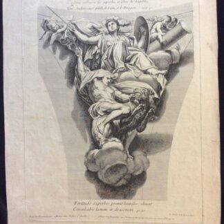 La Force After Domenichino by Gérard Audran 1675 Large Engraving