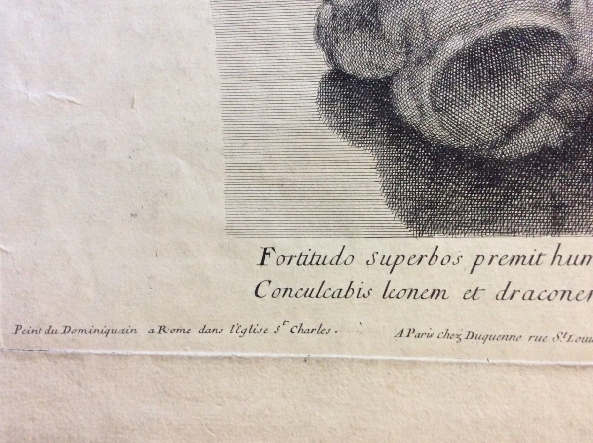 La Force After Domenichino by Gérard Audran 1675 Large Engraving – Image 3