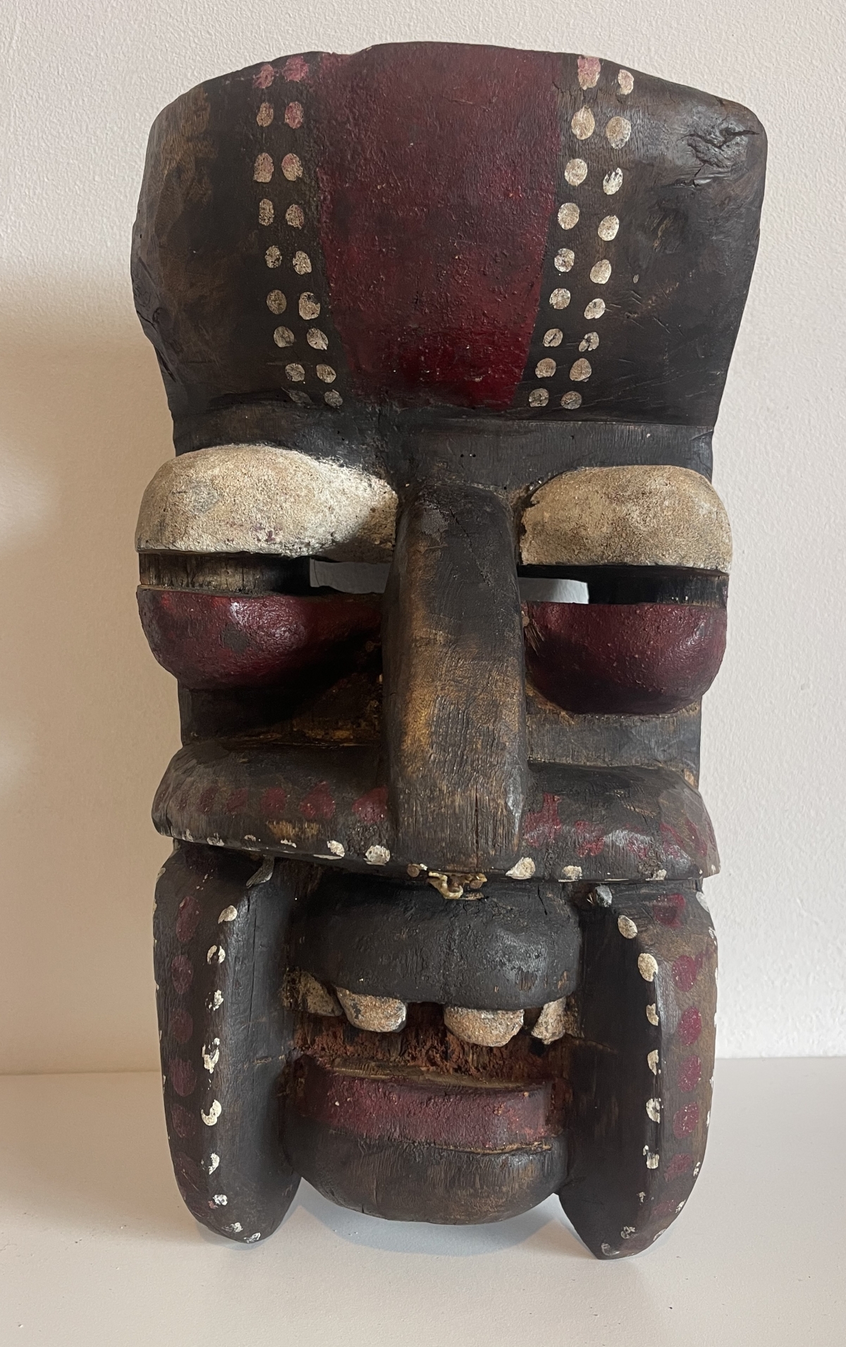 Large We Guéré Tribal Mask Ivory Coast African Art Hand Carved Wood c.1970 – Image 7