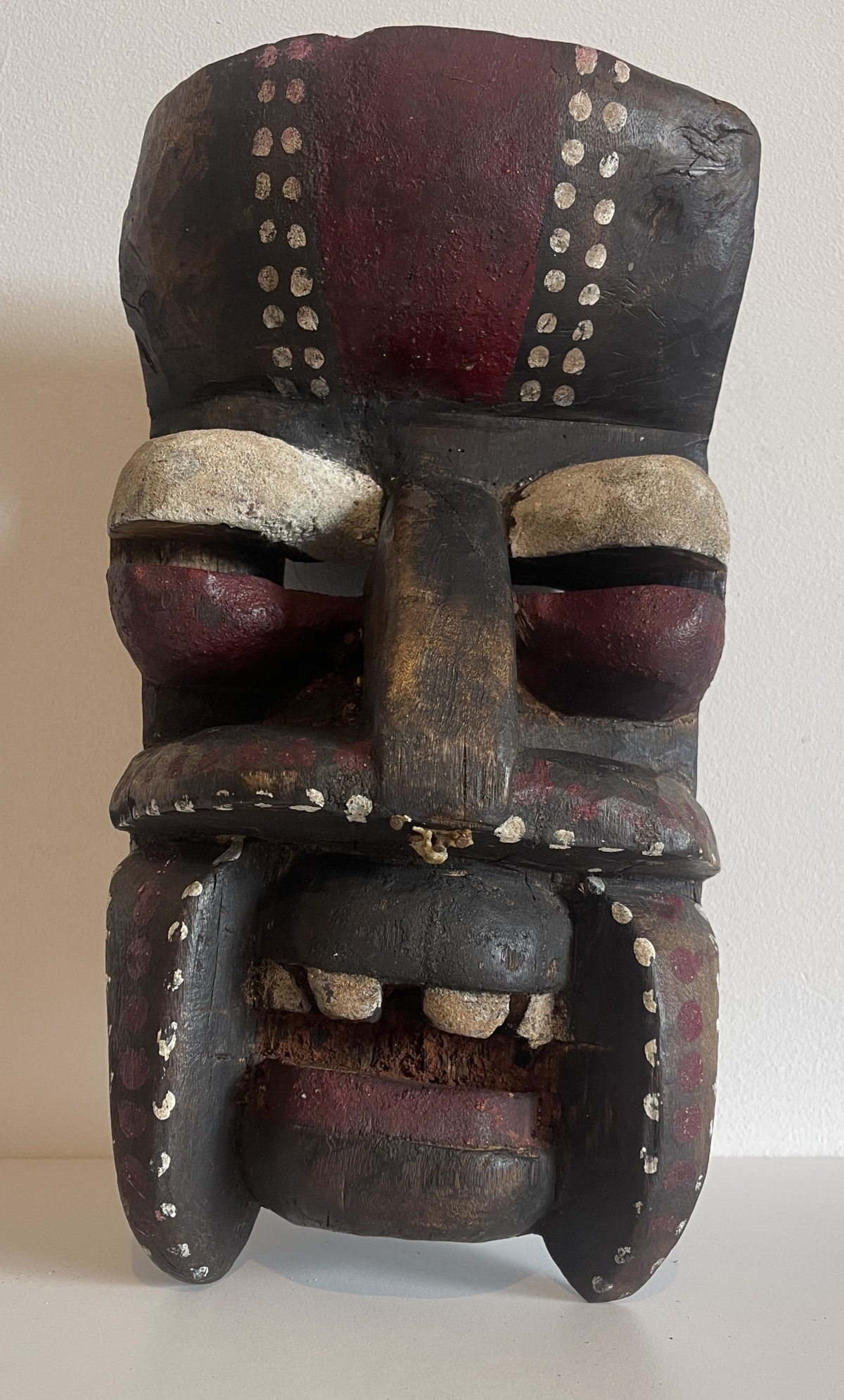 Large We Guéré Tribal Mask Ivory Coast African Art Hand Carved Wood c.1970