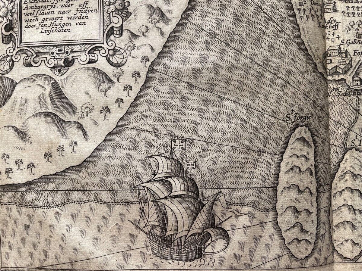 1598 Mozambique Island Map Jan Huyghen van Linschoten Engraving Jvan Doetecum I – Image 6