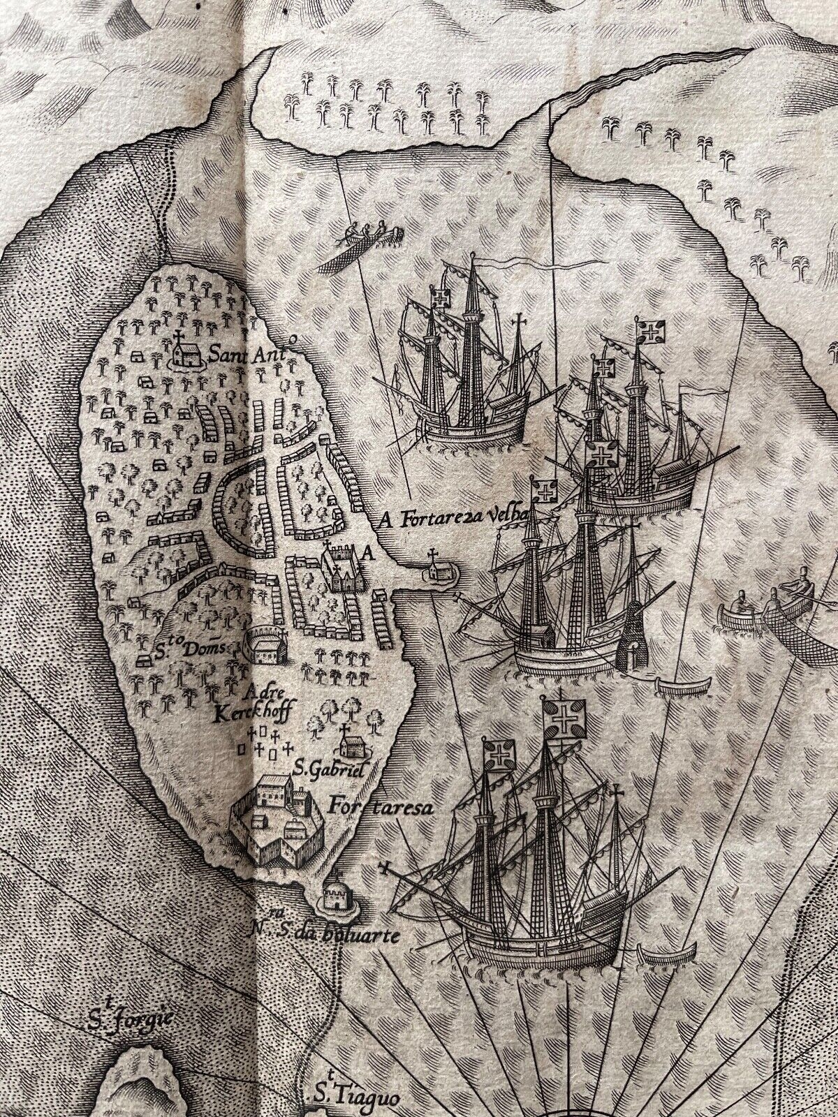 1598 Mozambique Island Map Jan Huyghen van Linschoten Engraving Jvan Doetecum I – Image 4