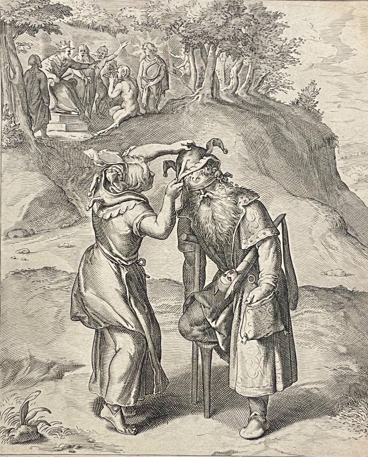 Otto van Veen Horatiana Emblem Engraving Fool Following Fool c. 1607