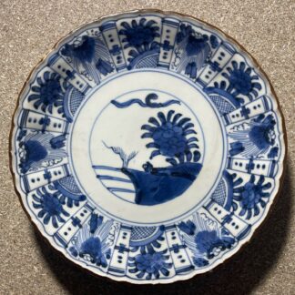 Japanese Arita Sometsuke Fuyōde Blue & White Porcelain Plate Edo Period c.1780