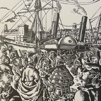 Marseille SS Hellespont Departure 1851 Paddle Steamer Woodcut 1952