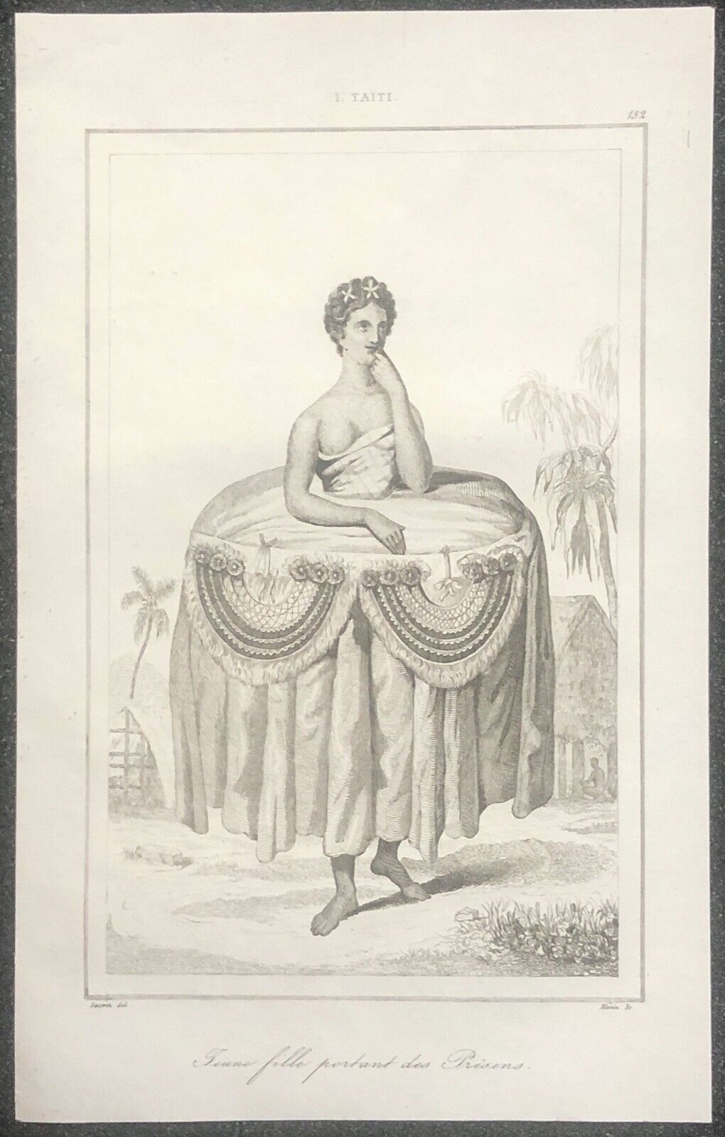 Tahiti Tupapau Spirit Corpse 1836 Original Antique Engraving Polynesia France – Image 2