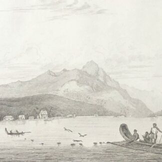 Huahine Fare Village Tahiti Original Engraving 1836 Polynesia Polynésie France