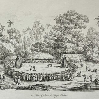 Tonga 1836 Tongatapu Funeral Ceremony Antique Engraving Polynésie Océanie