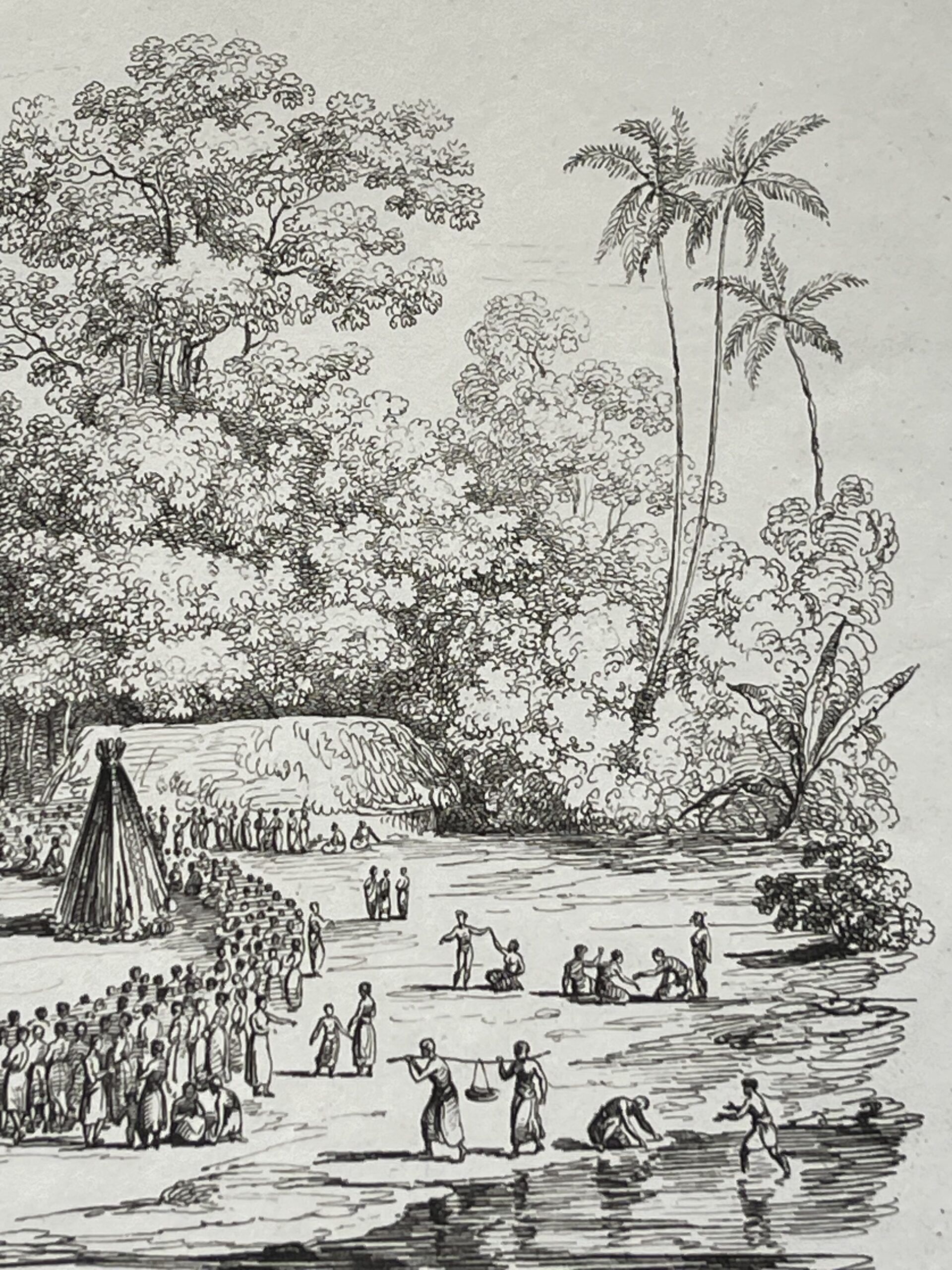 Tonga 1836 Tongatapu Funeral Ceremony Antique Engraving Polynésie Océanie – Image 3