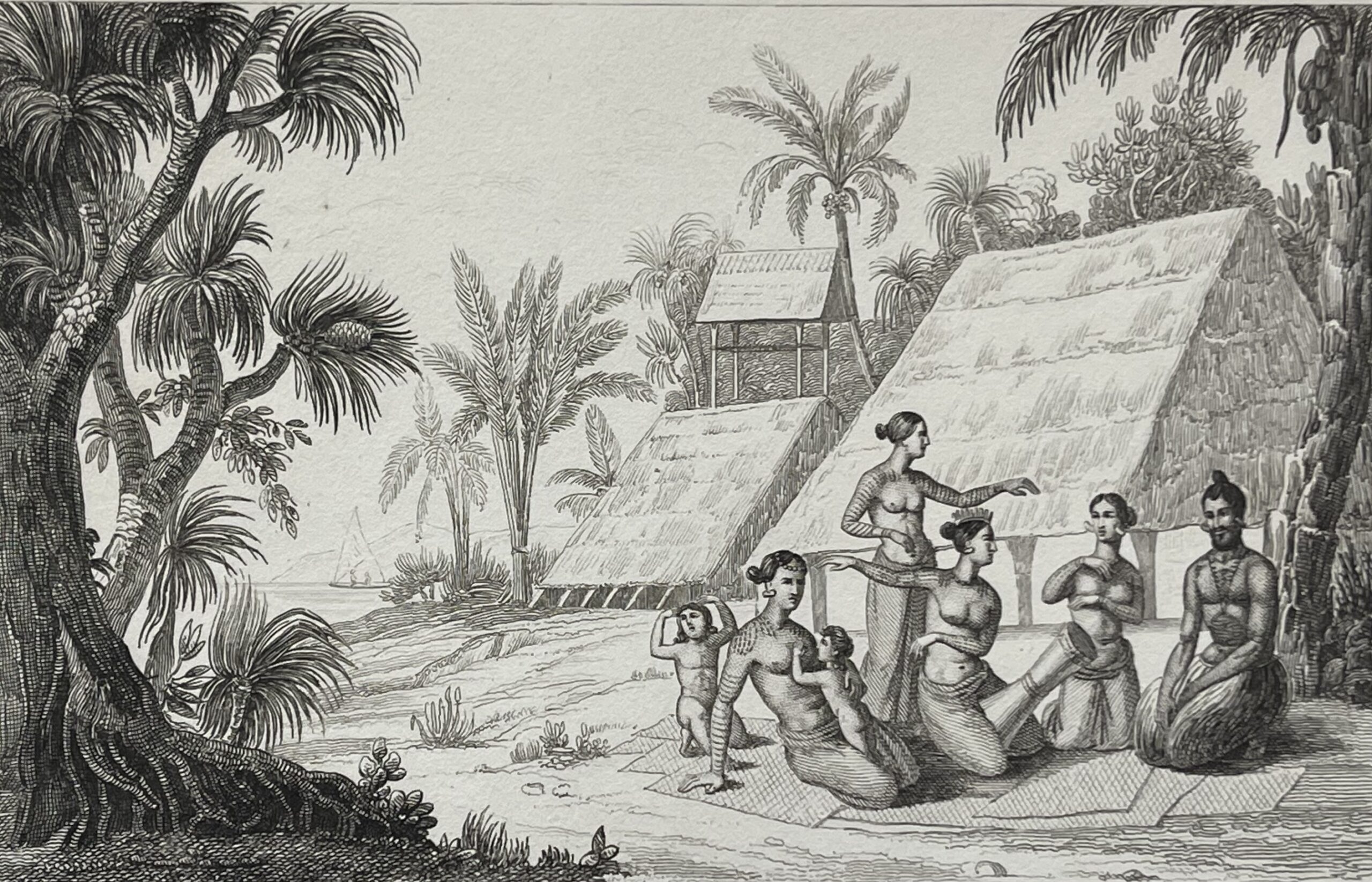 Caroline Islands Radak Island Original Antique Engraving Micronesia 1836 Océanie