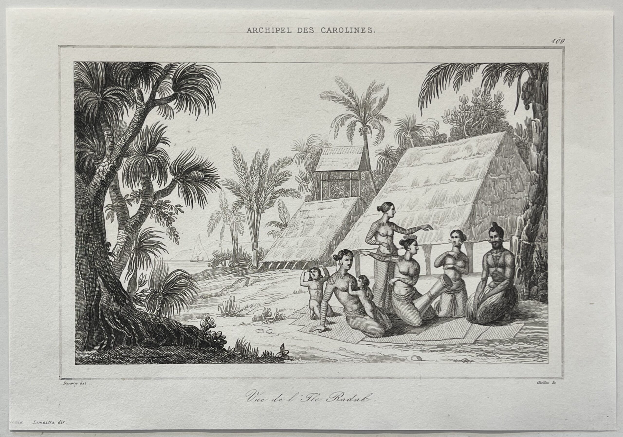 Caroline Islands Radak Island Original Antique Engraving Micronesia 1836 Océanie – Image 2