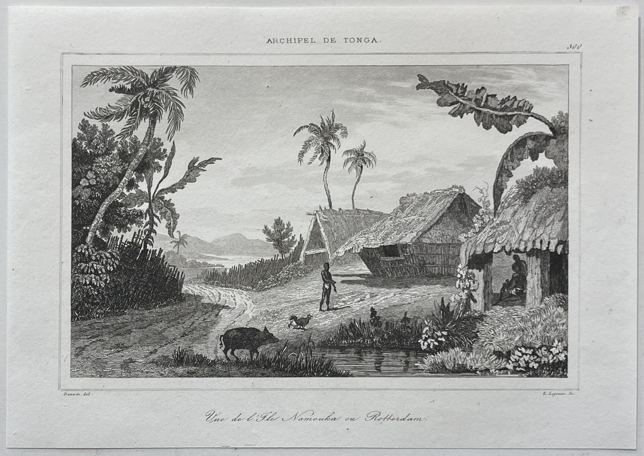 Tonga Engraving Namuka Rotterdam Island Village Pacific Ocean 1836 Océanie – Image 5