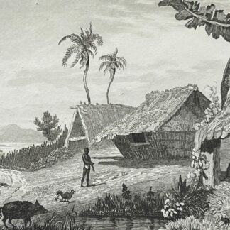 Tonga Engraving Namuka Rotterdam Island Village Pacific Ocean 1836 Océanie