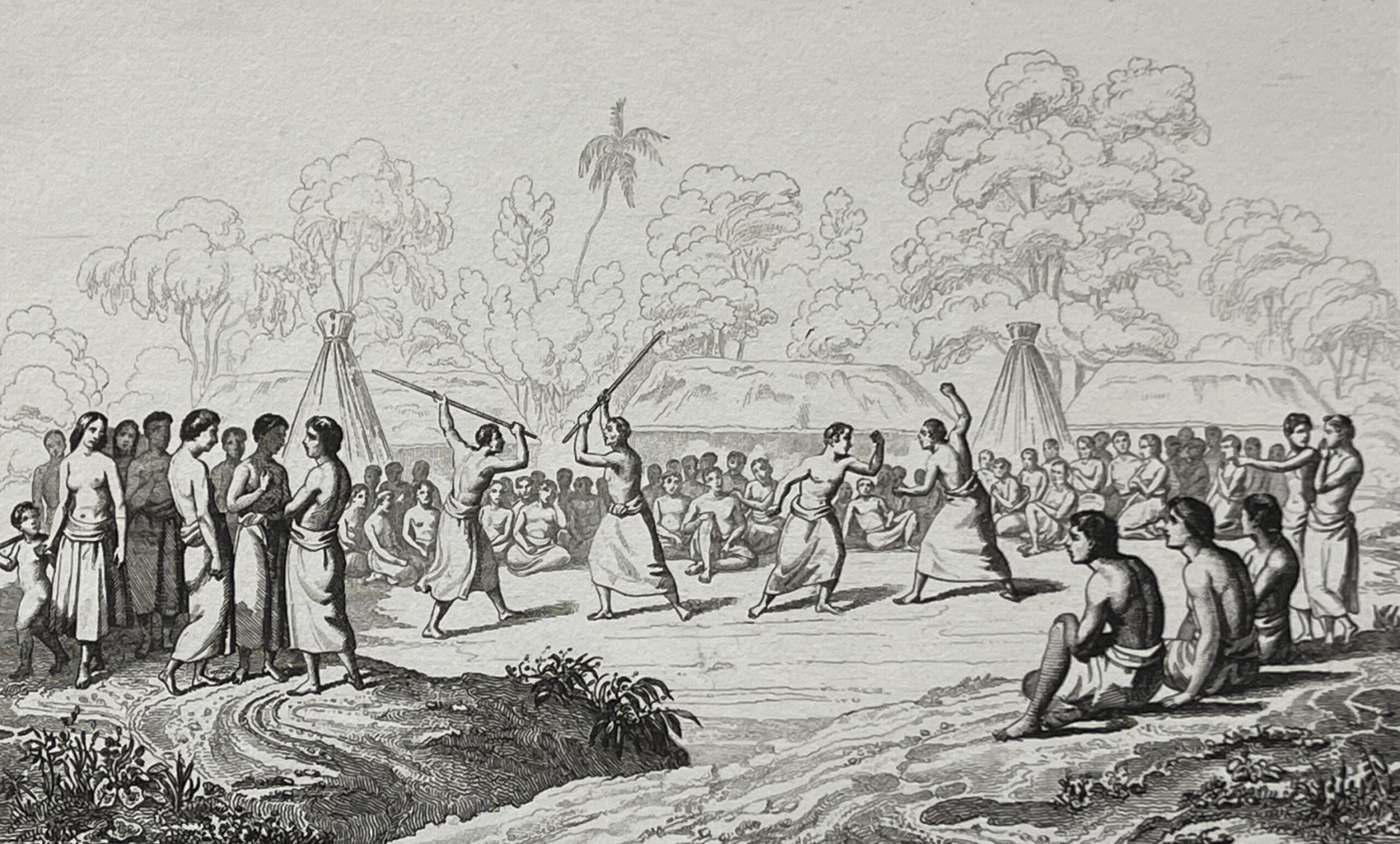 Tonga 1836 Native Festival & Spear Dance Polynésie Océanie Dumont d'Urville