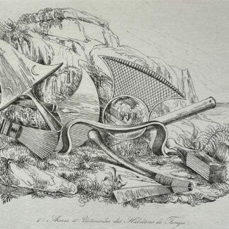 Tonga Weapons & Traditional Tools Engraving Polynesia Océanie 1836