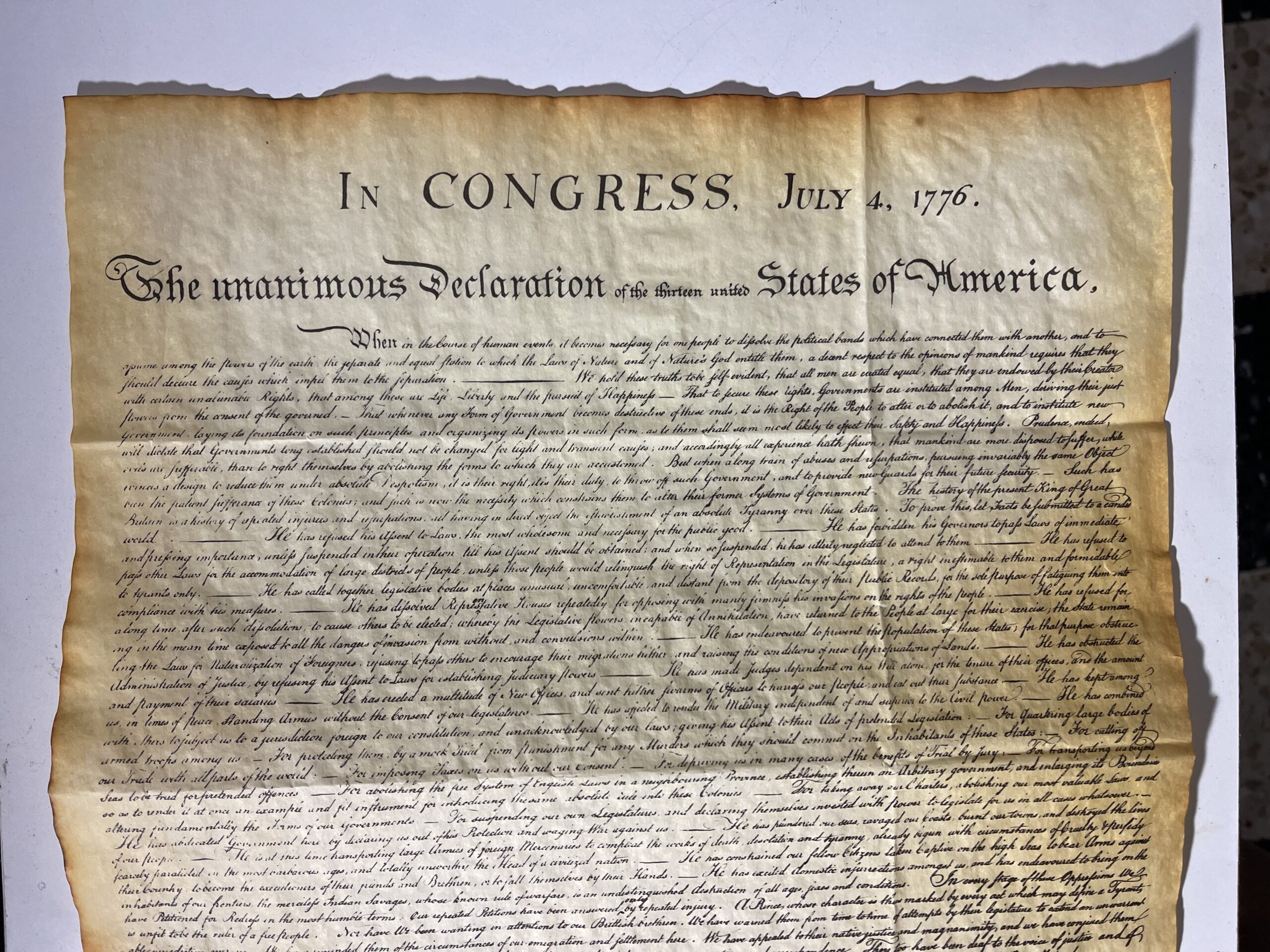 USA Declaration of Independence July 4 1776 Facsimile Genuine Parchment 36,5 cm – Image 2