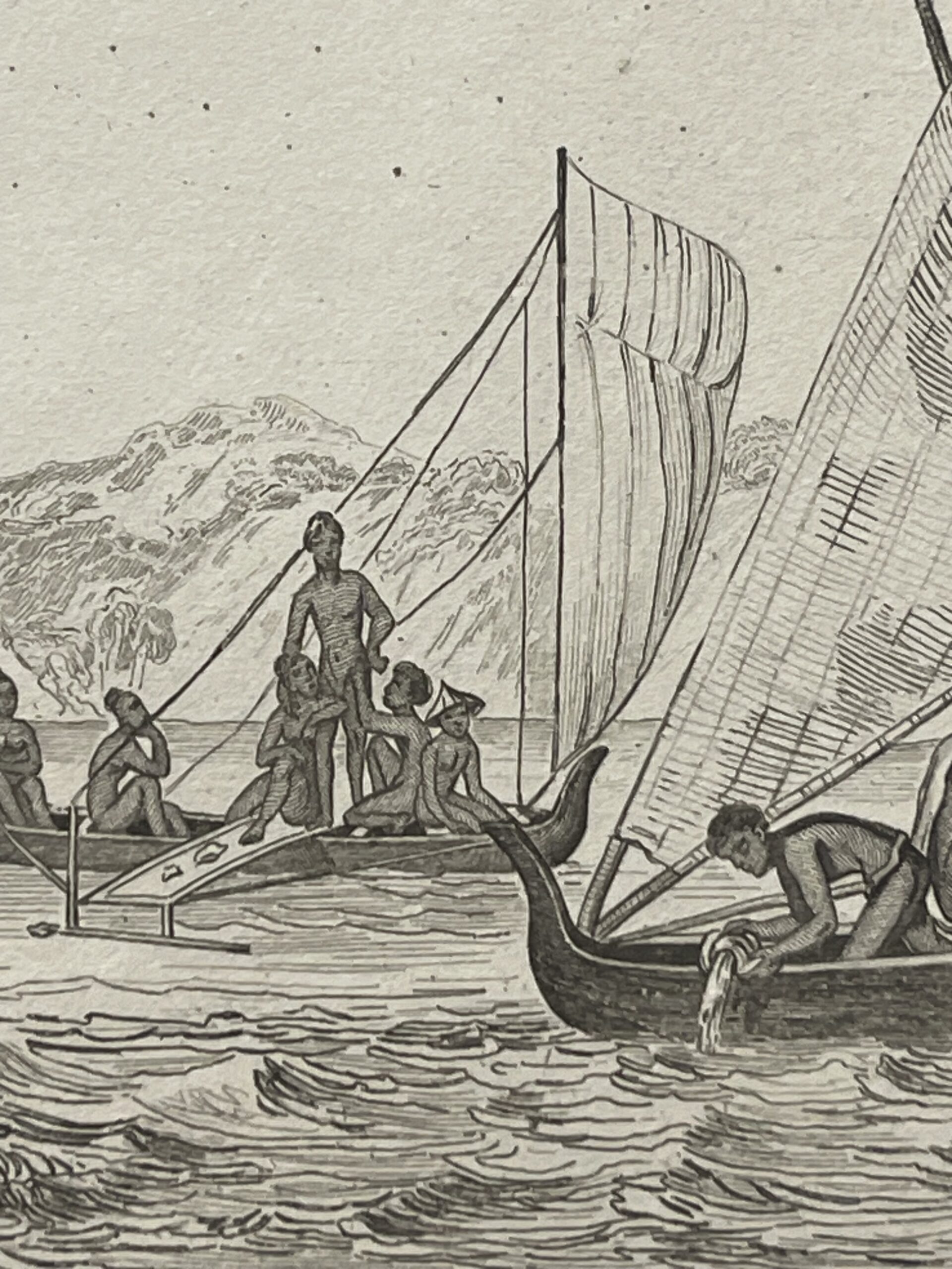 Caroline Islands 1836 Micronesia Engraving Native Sailing Canoe Navigation Ocean – Image 5