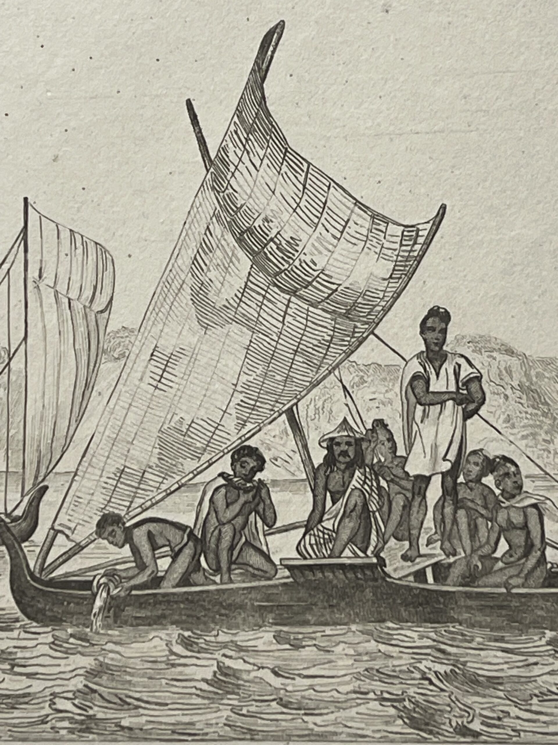 Caroline Islands 1836 Micronesia Engraving Native Sailing Canoe Navigation Ocean – Image 4