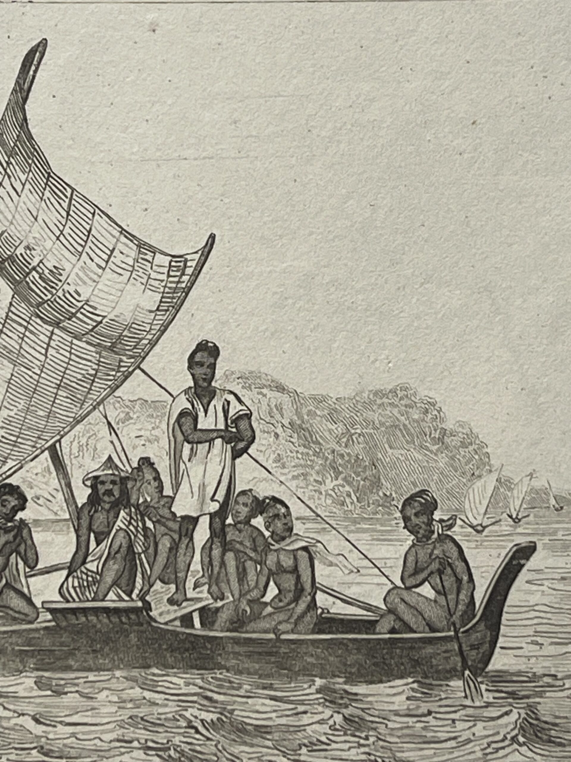 Caroline Islands 1836 Micronesia Engraving Native Sailing Canoe Navigation Ocean – Image 3