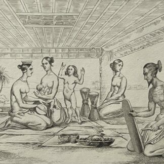 Radak Island 1836 Caroline Islands Micronesia Original Antique Engraving Native